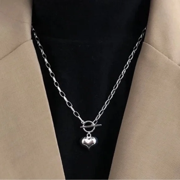 NEW LOVE HEART 925 STERLING SILVER NECKLACE, NICE NECKLACE, CUTE NECKLACE - Picture 1 of 6